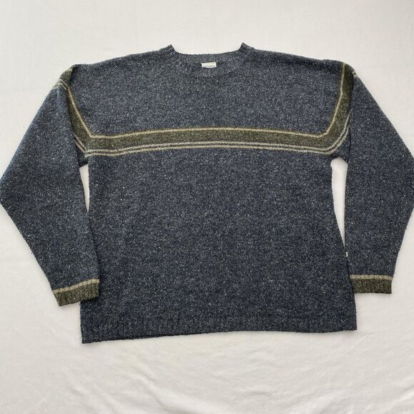 Columbia Sweater Mens XL Blue Gray Wool Blend Pullover Crewneck Stripe Outdoor - Picture 1 of 8